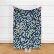 Modern Leaves Large Scale Navy