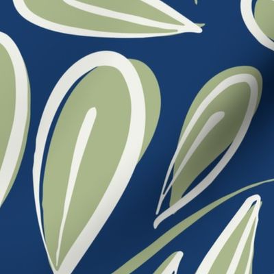 Modern Leaves Large Scale Navy