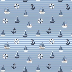 Little Sailor-Boats_Summer Stripe_Mini_Cerulean Blue