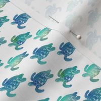 Sea Turtles Swimming blue aqua green -smallest scale