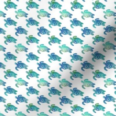 Sea Turtles Swimming blue aqua green -smallest scale