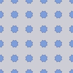 Spanish Tile- Geometric Flowers-Blue with Gray Background.
