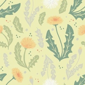 Dandelion Floral Weed Pattern, Yellow