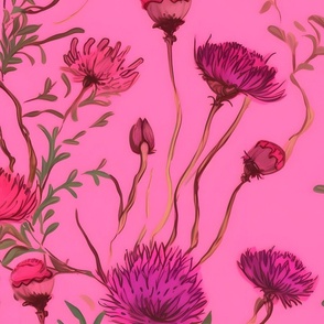 Wildflower Garden Party Mural - Pink