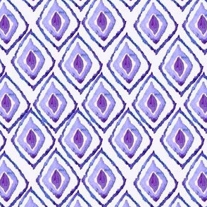 Small Purple Diamonds Watercolor / Blue