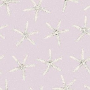 Hand Drawn Watercolor White Sea Stars on Light Pink, M