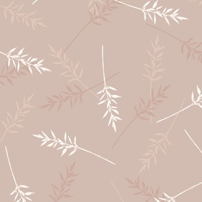 Spear Grass Field Hand Drawn Botanical Tossed Design Bedding Wallpaper_linen desert sand pink apricot puce terra cotta neutral_jumbo