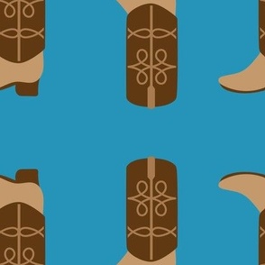 Cowboy Boots Teal Background Large 