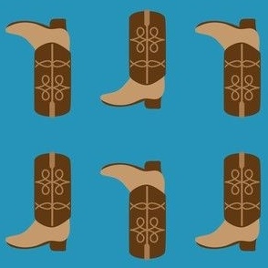 Cowboy Boots Teal Background Small 