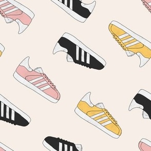 Retro Kicks Sneakers Pattern, Off White