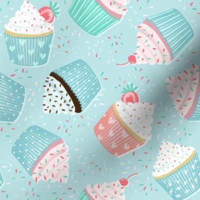 Sweet Cupcakes & Sprinkles pattern, Light Blue