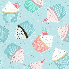 Sweet Cupcakes & Sprinkles pattern, Light Blue