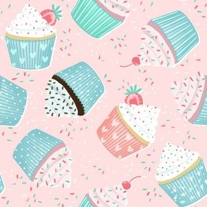 Sweet Cupcakes & Sprinkles pattern, Light Pink