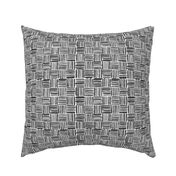   Grey Hand-drawn basketweave pattern with rustic striped design. Medium sized pattern for quilting projects