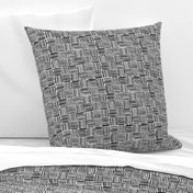   Grey Hand-drawn basketweave pattern with rustic striped design. Medium sized pattern for quilting projects