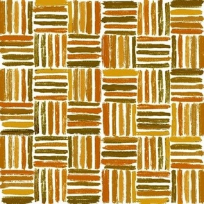   Hand-drawn basketweave pattern with rustic striped design. in shades of orange. Medium sized pattern for quilting projects