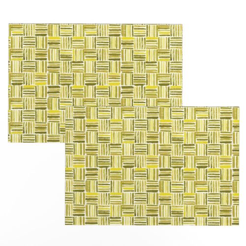  Yellow Hand-drawn basketweave pattern with rustic striped design. Medium sized pattern for quilting projects