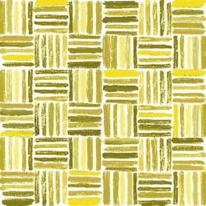  Yellow Hand-drawn basketweave pattern with rustic striped design. Medium sized pattern for quilting projects
