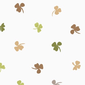 Hand-painted  clovers on white