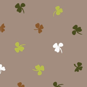 Hand-painted multi-color clovers on tan