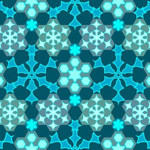 Grandmother's snowflake garden - colorguide bluegreen background