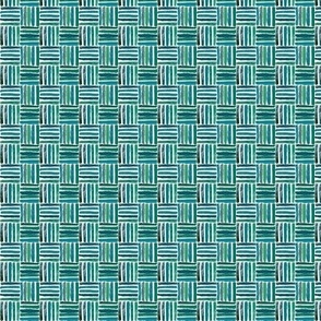 1:12 scale hand drawn basketweave with teal blue lines. For dollhouse fabric, wallpaper, and miniature decor