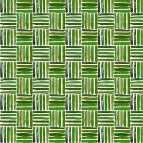 1:6 scale hand drawn basketweave with green lines. For dollhouse fabric, wallpaper, and miniature decor