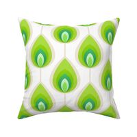 Retro mod geometric teardrop pattern - green and white