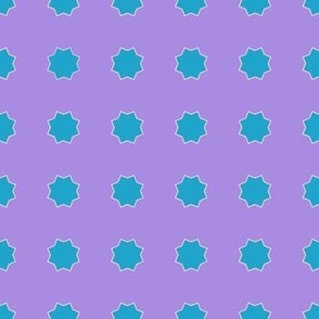Spanish Tile-Geometric Flowers-Turquoise and Pink with a Lavender Background.