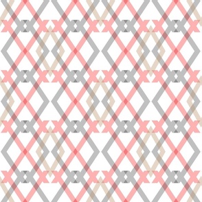 geometric pattern of shapes gray and pink beige on a white background