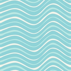 Boho Beach Waves Aqua Blue white by Jac Slade
