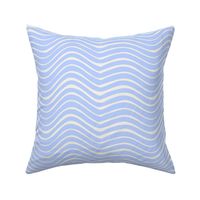 Retro Swirl Wave - Boho Beach Organic Horizontal Stripes Baby Blue White