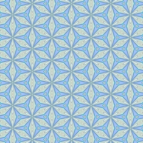 Blue, White and Cream Geometric Pattern