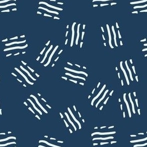 Whispering Waves: Hand-Drawn Scratch Marks, Navy Blue, Mint, Small 