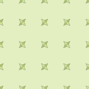 Spanish Tile- Geometric Stars-Greens on a Light Green Background.