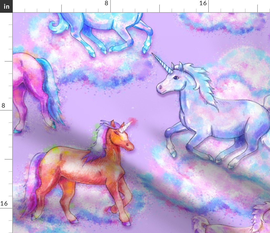 Puffy pastel unicorns, large scale