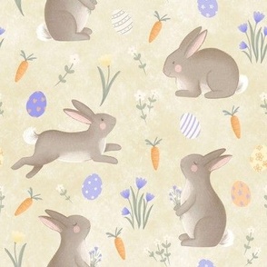 Sweet Spring Easter Bunnies — Pale Yellow