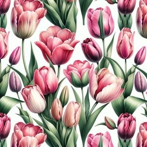 Watercolor Pink Tulip