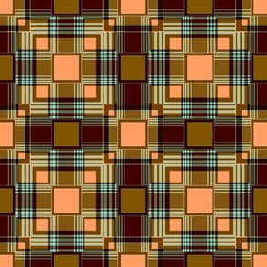  Brown beige geometric multicolored tartan pattern
