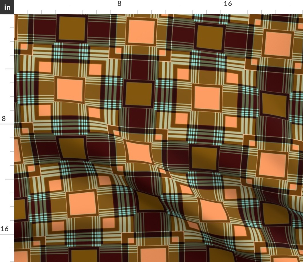  Brown beige geometric multicolored tartan pattern
