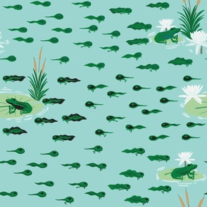 Large - Tadpoles Turning into Green Frogs in an Arctic Blue Pond