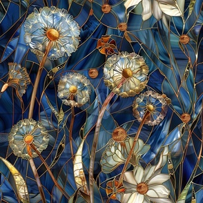 Stained Glass Glimmering Dandelions