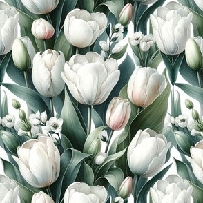 Watercolor White Tulip