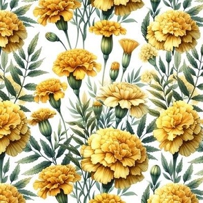 Watercolor Yellow Marigold