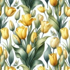 Watercolor Yellow Tulip