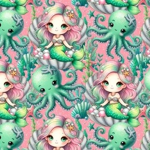 Mermaid Pearls Ocean Scene