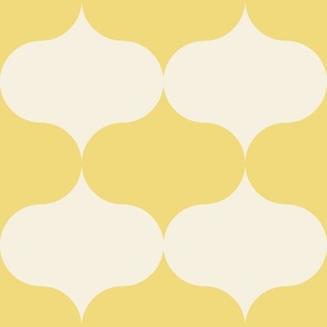 Kitschy-kitchen-retro-vintage-1950s-geometric-ogees-in-beige-soft-pastel-yellow-green-XL-jumbo-wallpaper