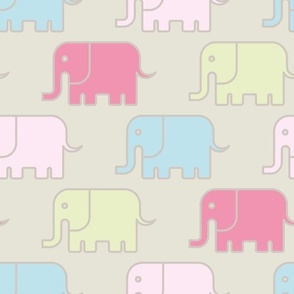 Elephant Pastel Colours