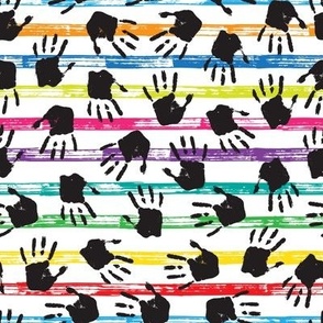 handprints colorful striped pattern 