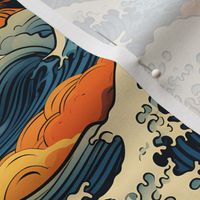 Big wave - beautiful japanese art - small tile pattern